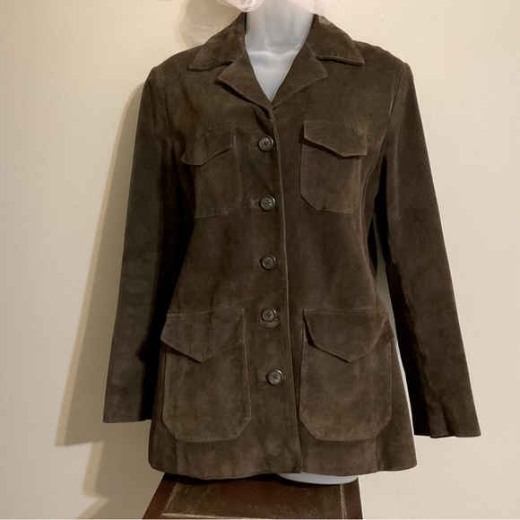 Charter Club Jackets & Blazers - Vtg Charter Club Brown Suede Button-Front Jacket